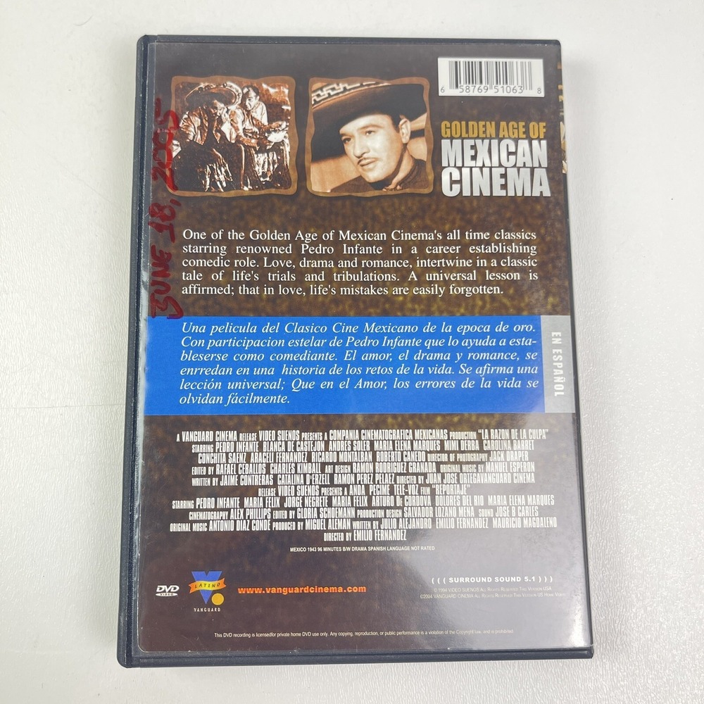 La Razon De La Culpa DVD 2005 Pedro Infante Época De Oro Cine Drama Mexico - Picture 5 of 9